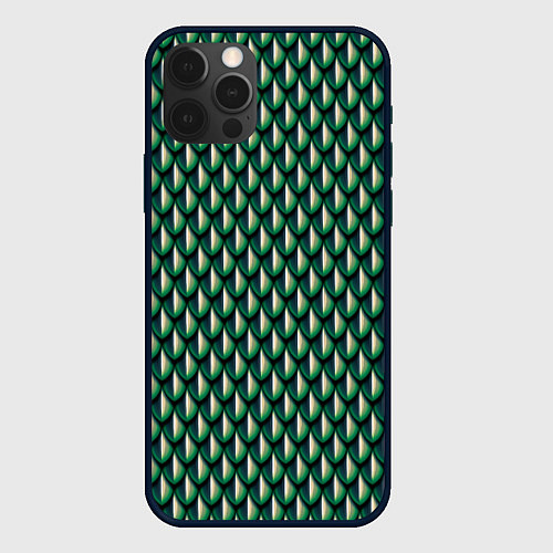 Чехол iPhone 12 Pro Max Чешуя зеленого змея / 3D-Черный – фото 1