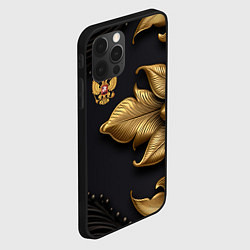 Чехол для iPhone 12 Pro Max Золотой герб России, цвет: 3D-черный — фото 2