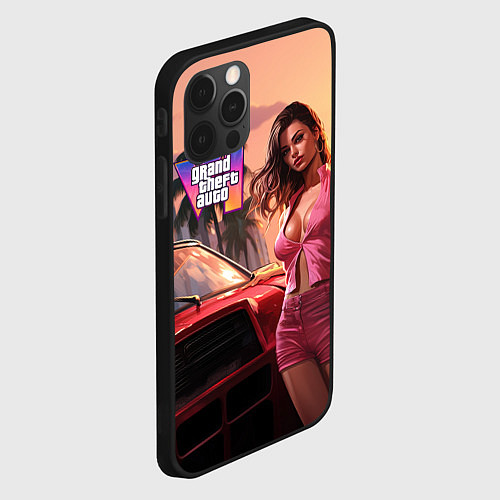 Чехол iPhone 12 Pro Max GTA 6 girl vice city / 3D-Черный – фото 2