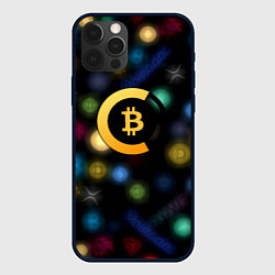 Чехол для iPhone 12 Pro Max Bitcoin logo criptomoney, цвет: 3D-черный