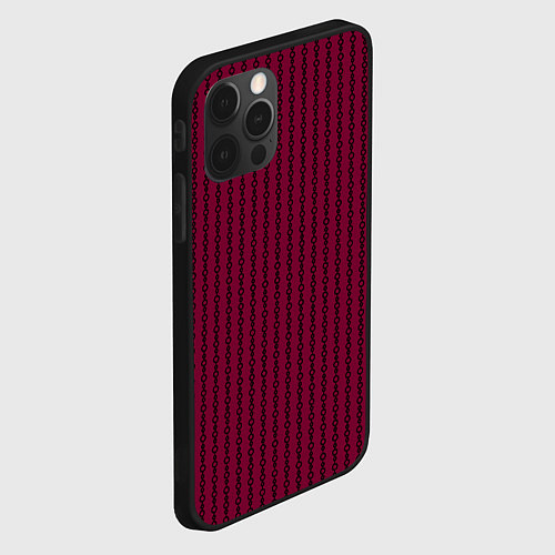 Чехол iPhone 12 Pro Max Полосы цепочки красно-пурпурный / 3D-Черный – фото 2