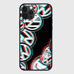 Чехол для iPhone 12 Pro Max Volkswagen glitch pattern, цвет: 3D-черный