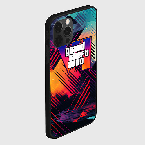 Чехол iPhone 12 Pro Max GTA 6 аbstract logo / 3D-Черный – фото 2