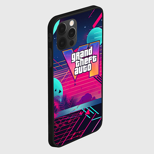 Чехол iPhone 12 Pro Max GTA 6 логотип и абстракция / 3D-Черный – фото 2