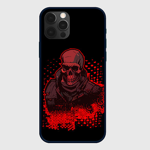 Чехол iPhone 12 Pro Max Красный скелет на чёрном фоне / 3D-Черный – фото 1