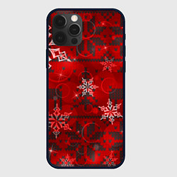 Чехол для iPhone 12 Pro Max Рождественские узоры снежинки, цвет: 3D-черный