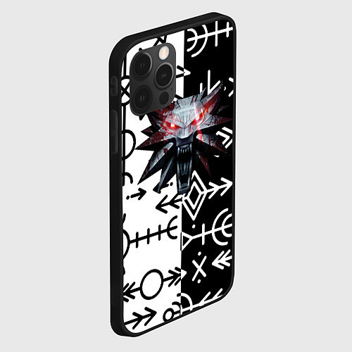 Чехол iPhone 12 Pro Max The Witcher символы славянские / 3D-Черный – фото 2