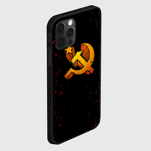Чехол iPhone 12 Pro Max Серп и молот СССР краски / 3D-Черный – фото 2
