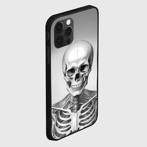 Чехол iPhone 12 Pro Max Скелет черно белый / 3D-Черный – фото 2