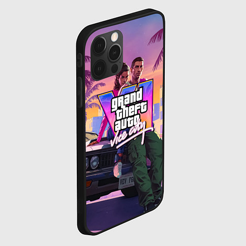 Чехол iPhone 12 Pro Max Grand theft auto 6 Лусия и Джейсон / 3D-Черный – фото 2