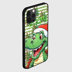 Чехол для iPhone 12 Pro Max Зеленый радостный дракон новогодний, цвет: 3D-черный — фото 2