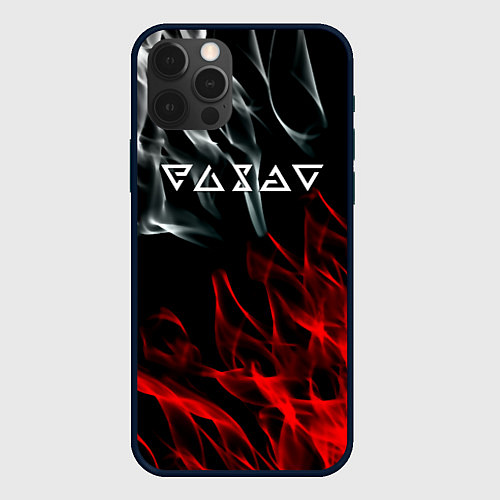 Чехол iPhone 12 Pro Max Ведьмак лого битва огней / 3D-Черный – фото 1