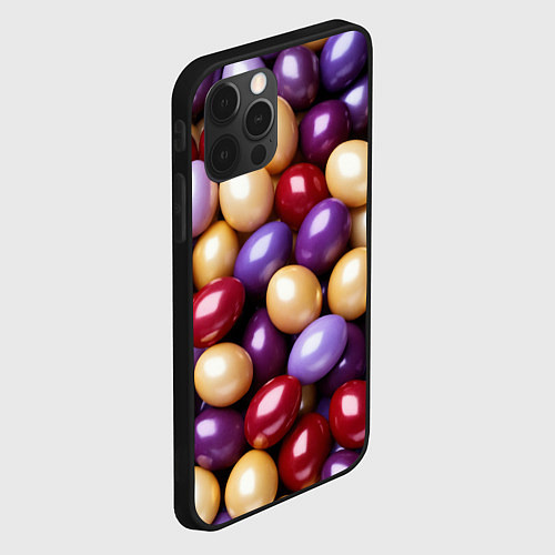 Чехол iPhone 12 Pro Max Красные и фиолетовые пасхальные яйца / 3D-Черный – фото 2