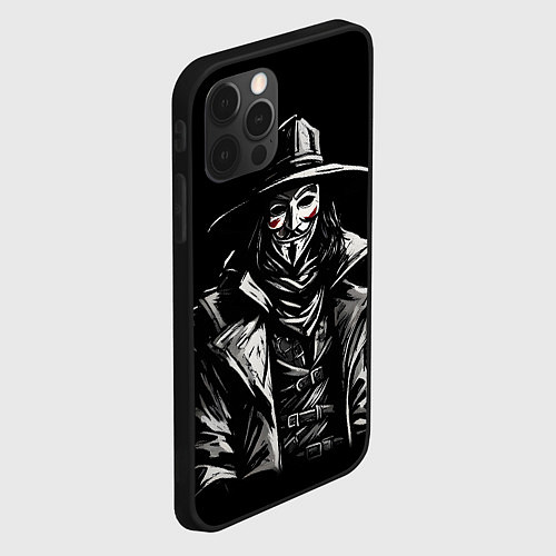 Чехол iPhone 12 Pro Max Гай фокс на чёрном фоне / 3D-Черный – фото 2