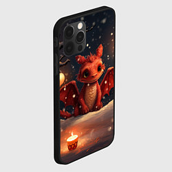 Чехол для iPhone 12 Pro Max Дракоша в лесу с фонариками, цвет: 3D-черный — фото 2