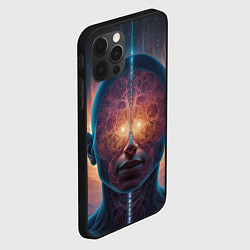 Чехол для iPhone 12 Pro Max Голова и розовые фракталы абстракция, цвет: 3D-черный — фото 2