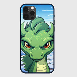 Чехол для iPhone 12 Pro Max Забавный маленький зеленый дракон, цвет: 3D-черный