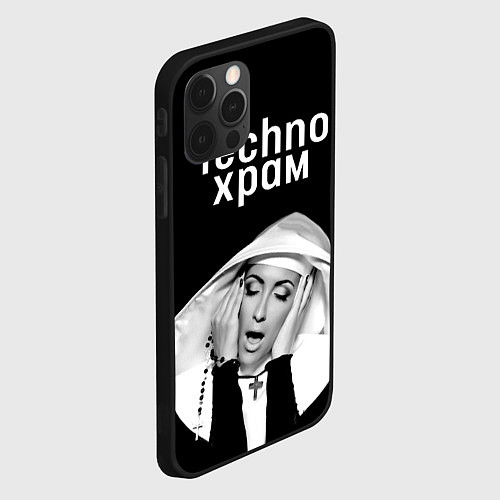 Чехол iPhone 12 Pro Max Techno храм эмоциональная монашка / 3D-Черный – фото 2