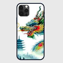 Чехол для iPhone 12 Pro Max Japanese watercolor dragon - art, цвет: 3D-черный