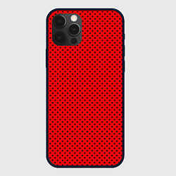 Чехол для iPhone 12 Pro Max Красный в чёрный маленький горошек, цвет: 3D-черный