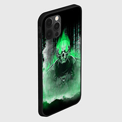 Чехол для iPhone 12 Pro Max Зелёный скелет в дыму, цвет: 3D-черный — фото 2