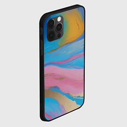 Чехол для iPhone 12 Pro Max Жидкая синяя и розовая краска, цвет: 3D-черный — фото 2