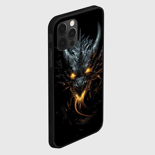 Чехол iPhone 12 Pro Max Черный огненный пещерный дракон символ 2024 / 3D-Черный – фото 2