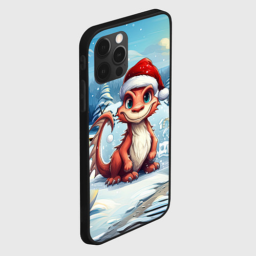Чехол iPhone 12 Pro Max Милый маленький новогодний дракон 2024 года / 3D-Черный – фото 2
