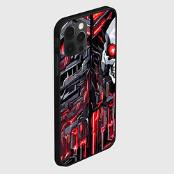 Чехол для iPhone 12 Pro Max Красные полосы и череп, цвет: 3D-черный — фото 2