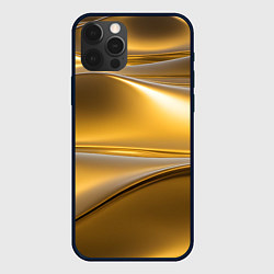 Чехол для iPhone 12 Pro Max Золотые волны металла, цвет: 3D-черный