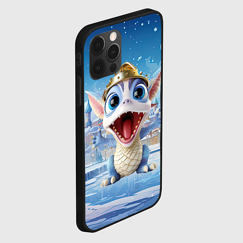 Чехол iPhone 12 Pro Max Дракон милый новогодний 2024 символ года / 3D-Черный – фото 2