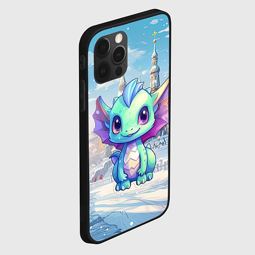 Чехол iPhone 12 Pro Max Дракон милый новогодний 2024 символ года / 3D-Черный – фото 2