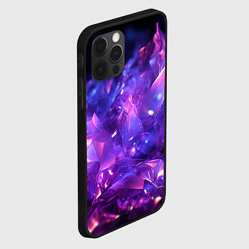 Чехол iPhone 12 Pro Max Синяя фиолетовая прозрачная абстракция / 3D-Черный – фото 2