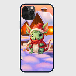 Чехол для iPhone 12 Pro Max Милый маленький дракон у рождественского домика, цвет: 3D-черный
