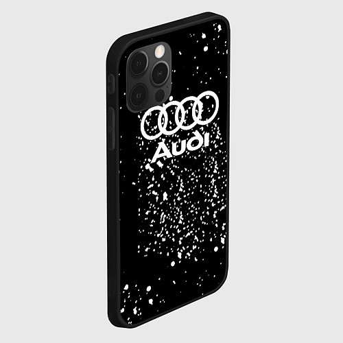 Чехол iPhone 12 Pro Max Audi белая краска авто спорт / 3D-Черный – фото 2