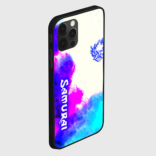 Чехол iPhone 12 Pro Max Samurai neon colors / 3D-Черный – фото 2