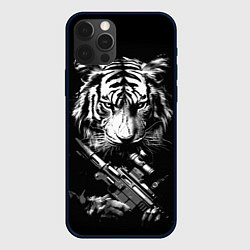 Чехол для iPhone 12 Pro Max Тигр с винтовкой, цвет: 3D-черный