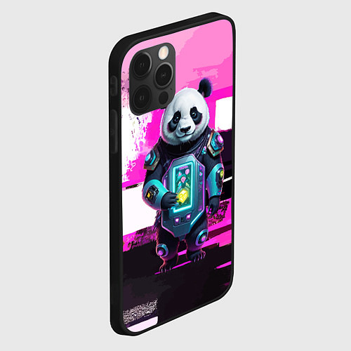 Чехол iPhone 12 Pro Max Funny panda - cyberpunk / 3D-Черный – фото 2