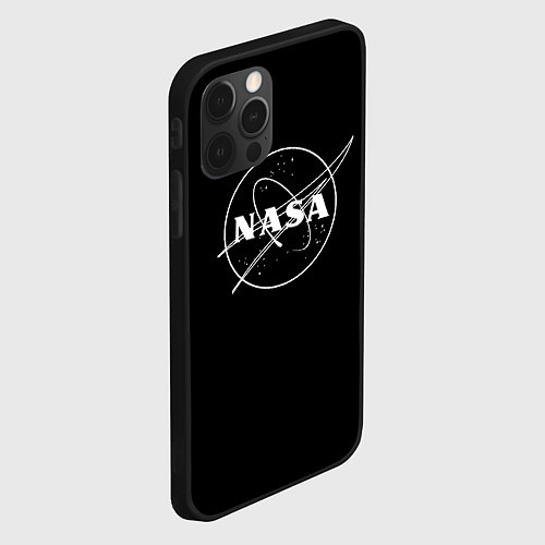 Чехол iPhone 12 Pro Max NASA белое лого / 3D-Черный – фото 2