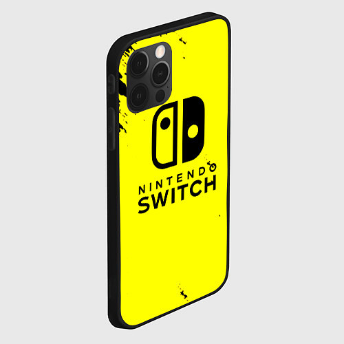Чехол iPhone 12 Pro Max Nintendo switch краски на жёлтом / 3D-Черный – фото 2