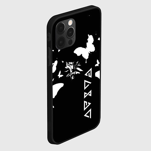 Чехол iPhone 12 Pro Max Ведьмак белые бабочки цирилла / 3D-Черный – фото 2