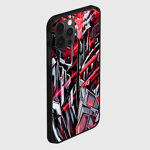 Чехол iPhone 12 Pro Max Адский металл красный / 3D-Черный – фото 2