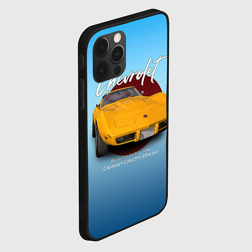 Чехол iPhone 12 Pro Max Американский маслкар Chevrolet Corvette / 3D-Черный – фото 2