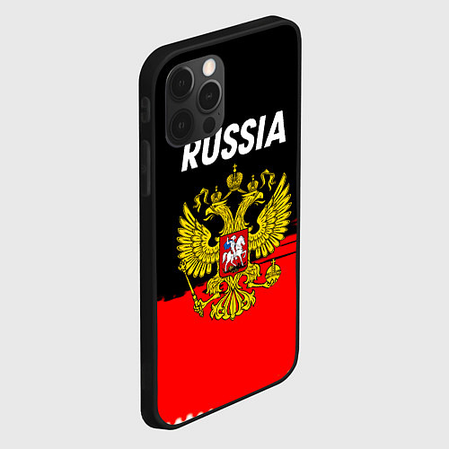 Чехол iPhone 12 Pro Max Россия герб краски абстракция / 3D-Черный – фото 2