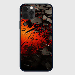 Чехол для iPhone 12 Pro Max Черные камни на красном взрыв, цвет: 3D-черный