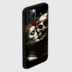 Чехол для iPhone 12 Pro Max Поцелуй девушки с черепом, цвет: 3D-черный — фото 2