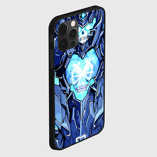 Чехол iPhone 12 Pro Max Синий череп киберпанк / 3D-Черный – фото 2