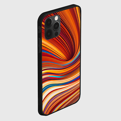 Чехол iPhone 12 Pro Max Цветные волны - нейросеть / 3D-Черный – фото 2