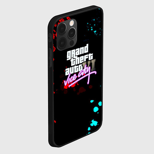 Чехол iPhone 12 Pro Max GTA vice city неоновые краски вайсити / 3D-Черный – фото 2