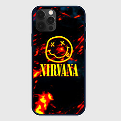 Чехол для iPhone 12 Pro Max Nirvana rock огненное лого лава, цвет: 3D-черный